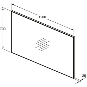 Ideal Standard Wandspiegel Mirror&Light, 120x70 cm, mit Aluminiumrahmen. Badspiegel für Wandmontage.