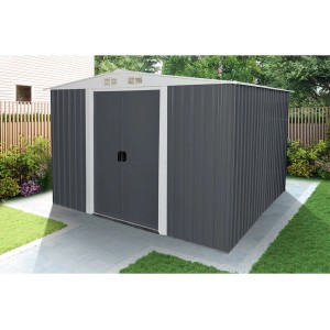 Home Deluxe Geräteschuppen Bohio XL, anthrazitfarbenes Metall Gerätehaus mit Doppeltür.