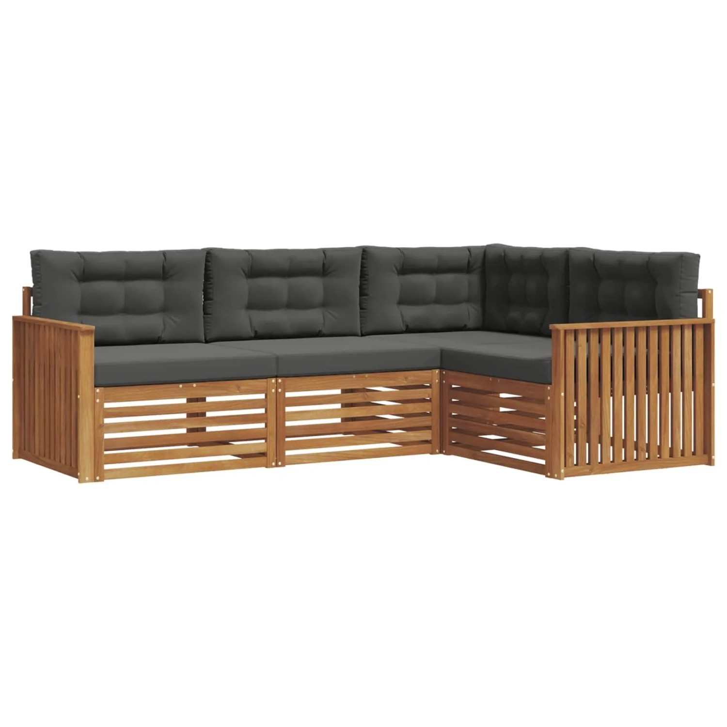 vidaXL Outdoor-Sofagarnitur mit Kissen 4-Tlg Natur und Anthrazit 3373377