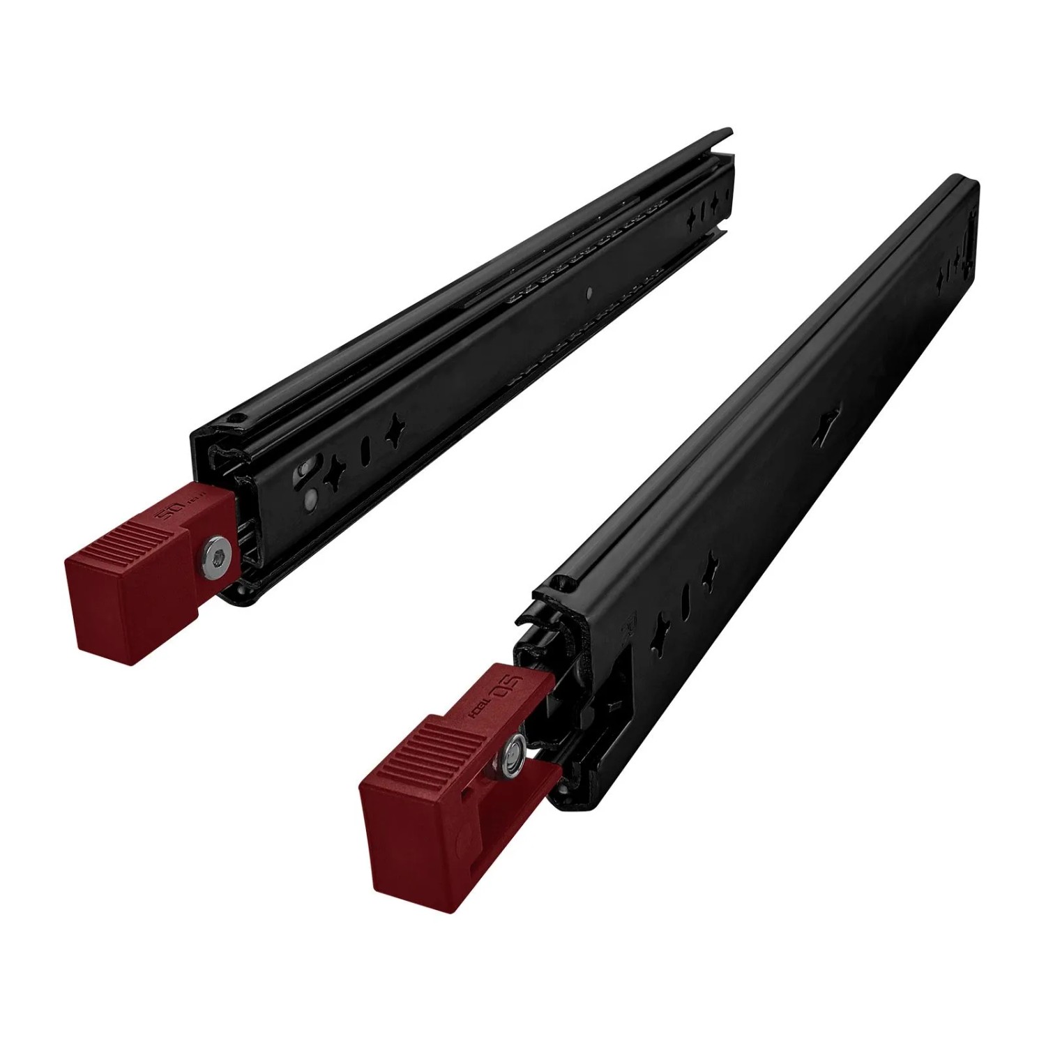 SOTECH Schwerlastauszug VarioSlide KV1-120-H58-L600-EH 600 mm Nicht Trennbar Schwarz Einrastfunktion Roter Hebel Schubladenschiene Bis 120 Kg