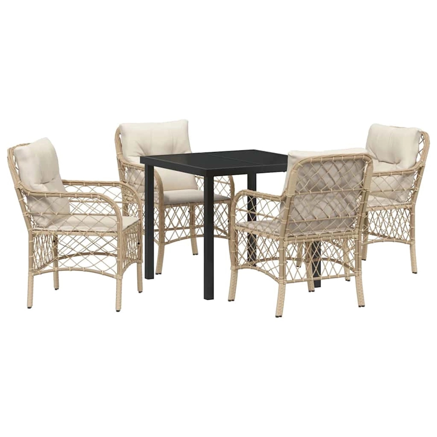 vidaXL 5-Teilige Garten-Essgruppe mit Kissen Beige Poly Rattan 3380226 günstig online kaufen