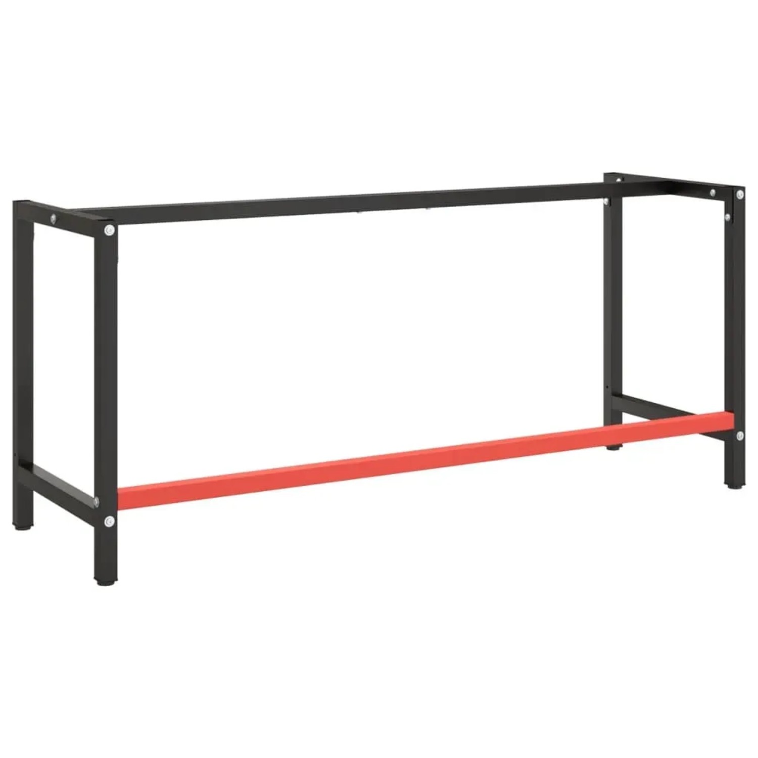 vidaXL Werkbankgestell in Schwarz und Rot, Metall, 180x57x79 cm. Stabiles Tischgestell für Werkstatt und Hobby.