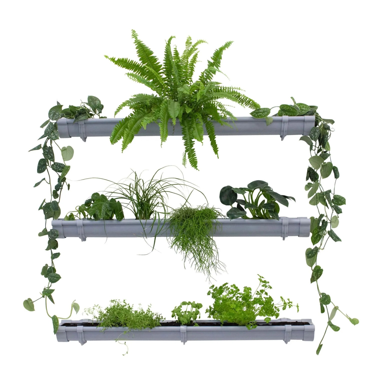 Jardinion Vertikaler Garten 3x 1m Grau Bepflanzbare Wand für Pflanzen