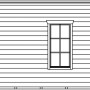 Illustration: Skan Holz Gartenhaus Breda, schiefergrau, mit Fenster und Tür. Holz-Gartenhaus im modernen Design.
