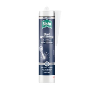 Sista Bad Sanitär Silikon, 280ml Kartusche in Hellgrau, mit Schimmelschutz.