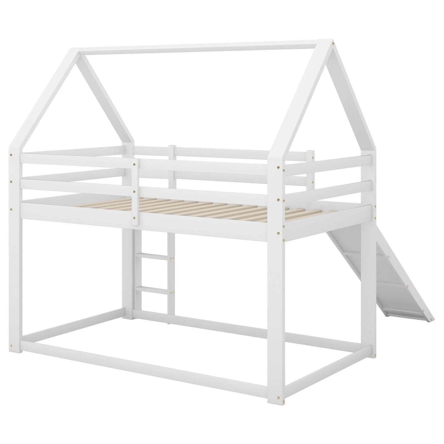okwish Kinderbett 90×200 Etagenbett mit Rutsche und Leiter ohne Matratze