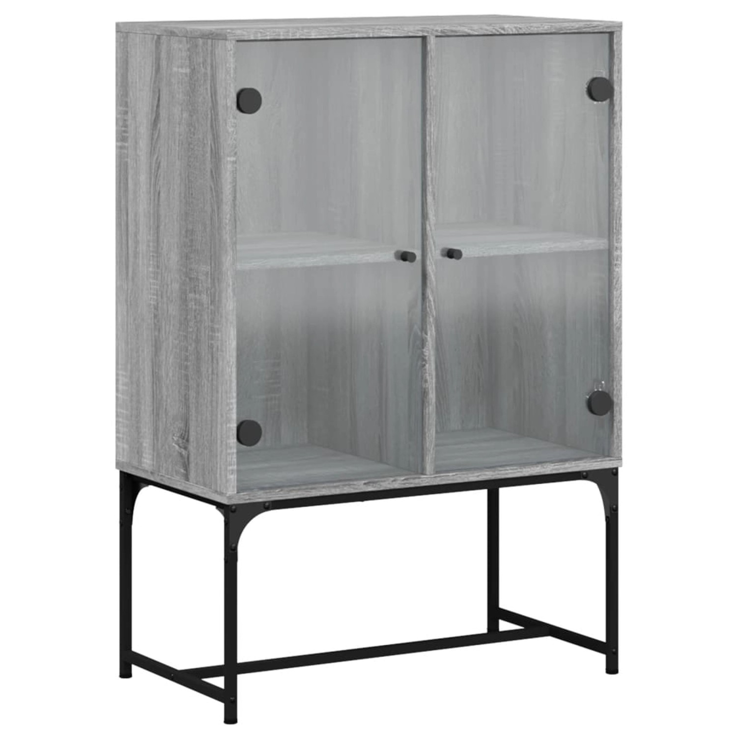 vidaXL Beistellschrank mit Glastüren Grau Sonoma 69x37x100 cm 836551 günstig online kaufen