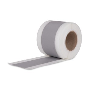 Terralith Dichtband, gewebearmiert, 25m Rolle für Fliesenzubehör. Grau, weiße Ränder.