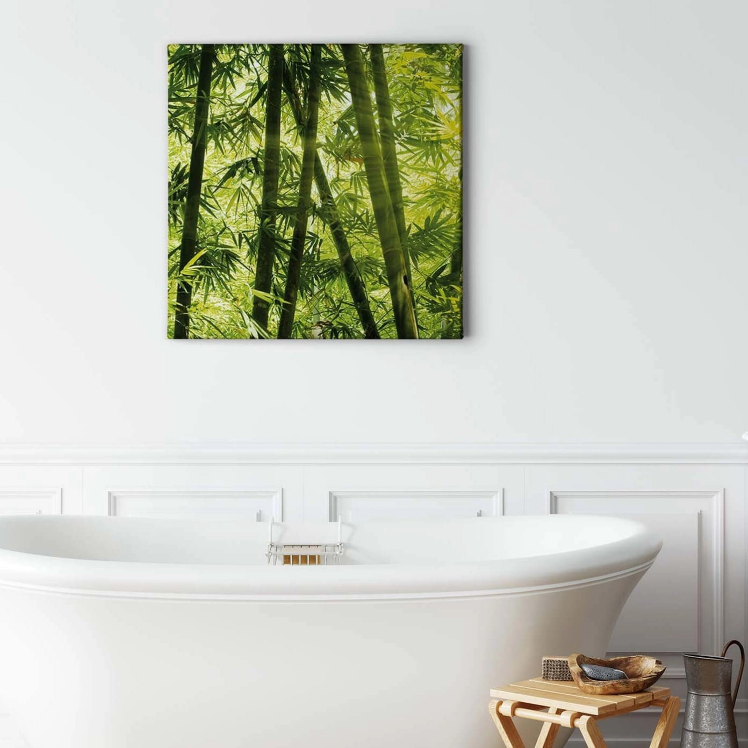Bricoflor Bambus Bild Im Asiatischen Stil Wellness Leinwand Bild Mit Zen Motiv Für Schlafzimmer Und Badezimmer Grünes Le