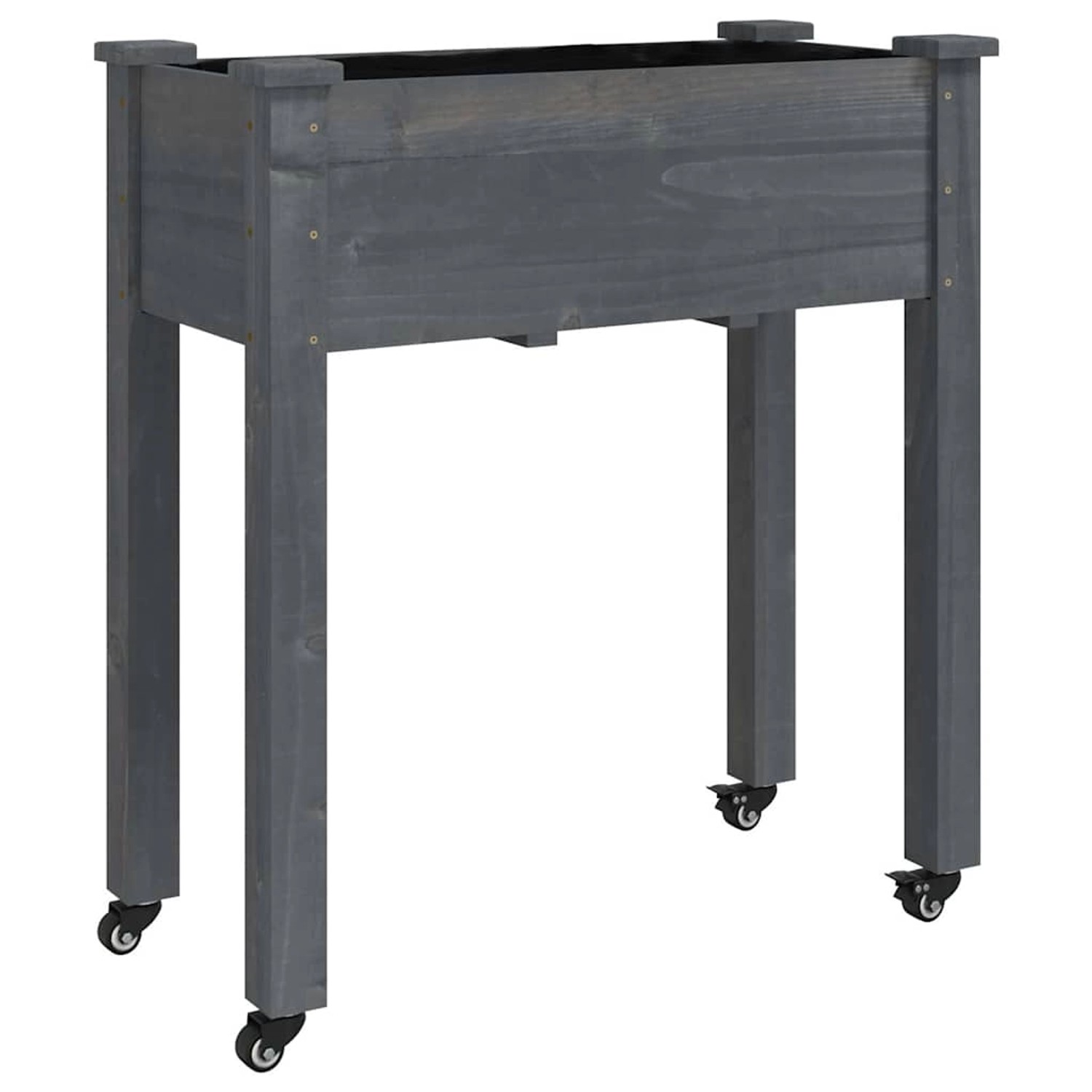 vidaXL Pflanzkübel mit Einsatz und Rollen Grau 71x37x80 cm Tannenholz 3157825