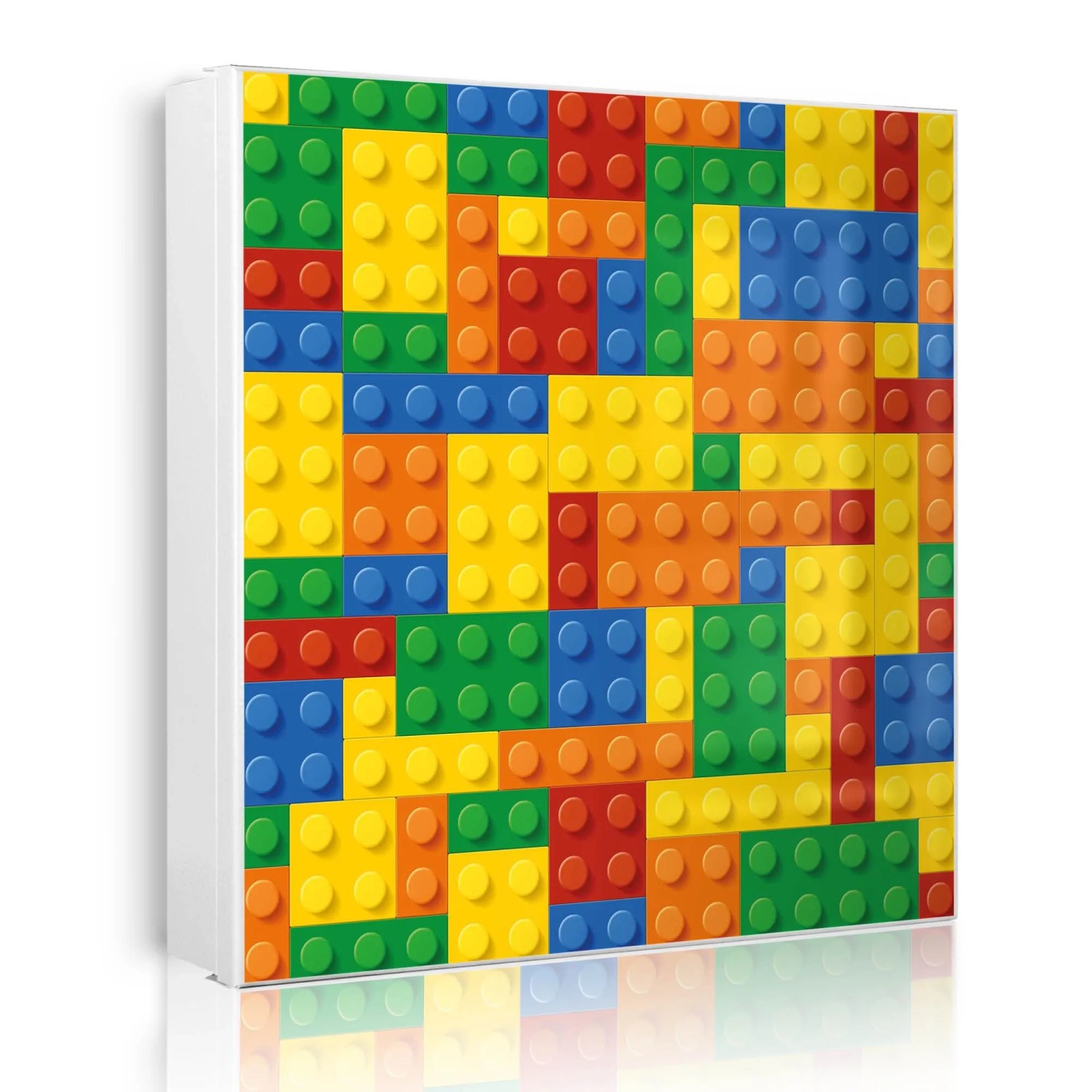 Banjado Großer Schlüsselkasten Metall 30x30cm Weiß Scharnier Links 50 Haken Beschreibbar Magnetisch Motiv Bausteine