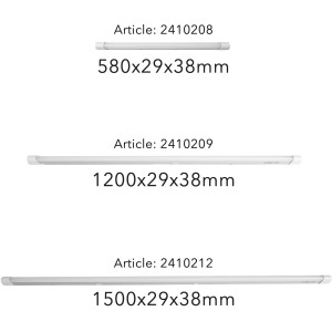 Graue LED-Unterbauleuchten Strip in verschiedenen Längen.