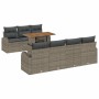 Graues 8-tlg. vidaXL Garten-Sofa-Set aus Poly Rattan mit Tisch und Stauraum.