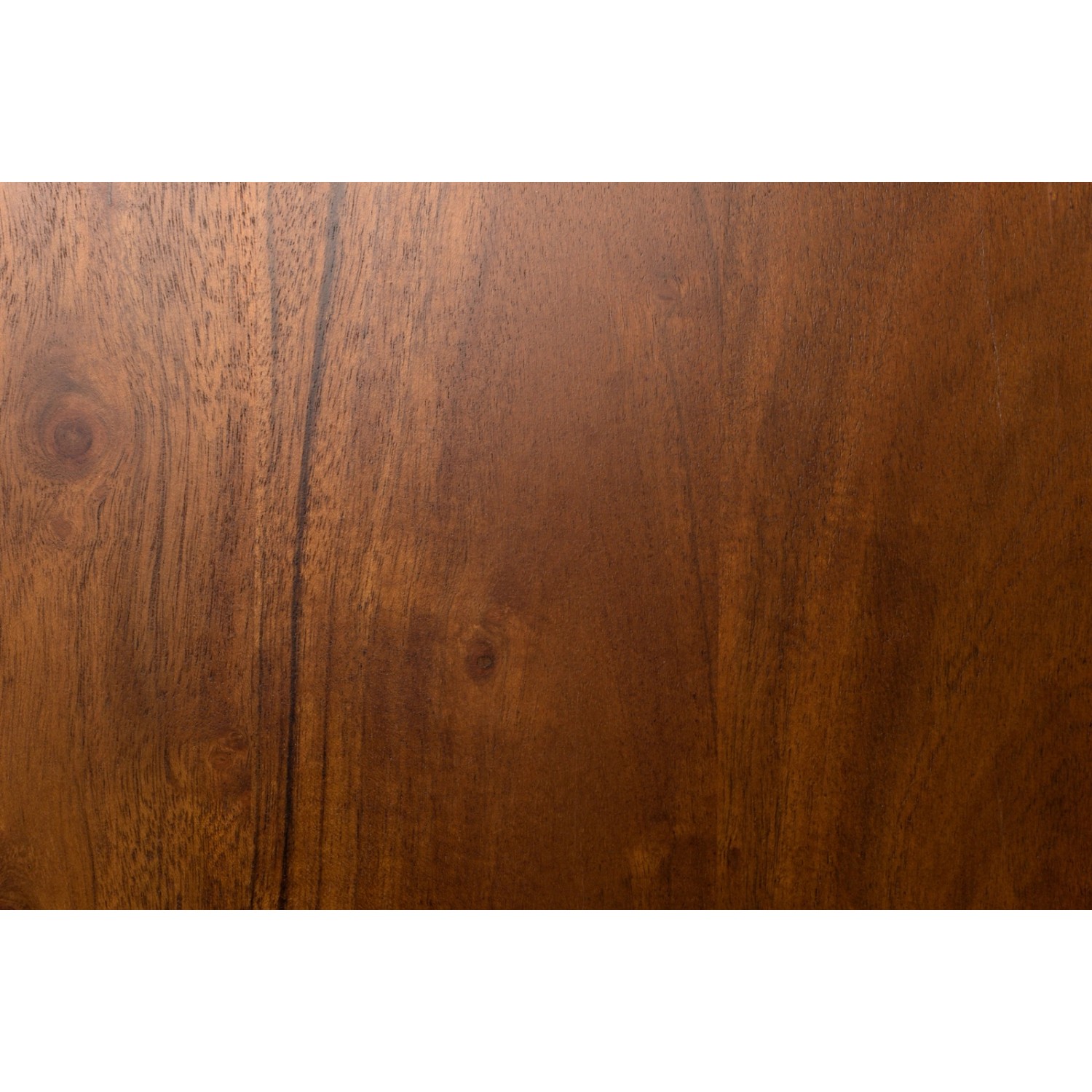 Nahaufnahme: Nussbaumfarbene Akazie Tischplatte Milo mit Baumkante, 200x100 cm.