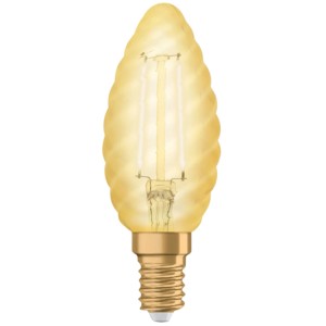 Osram LED-Leuchtmittel E14 Kerze, 2,5W, extra warmweiß, goldfarben.