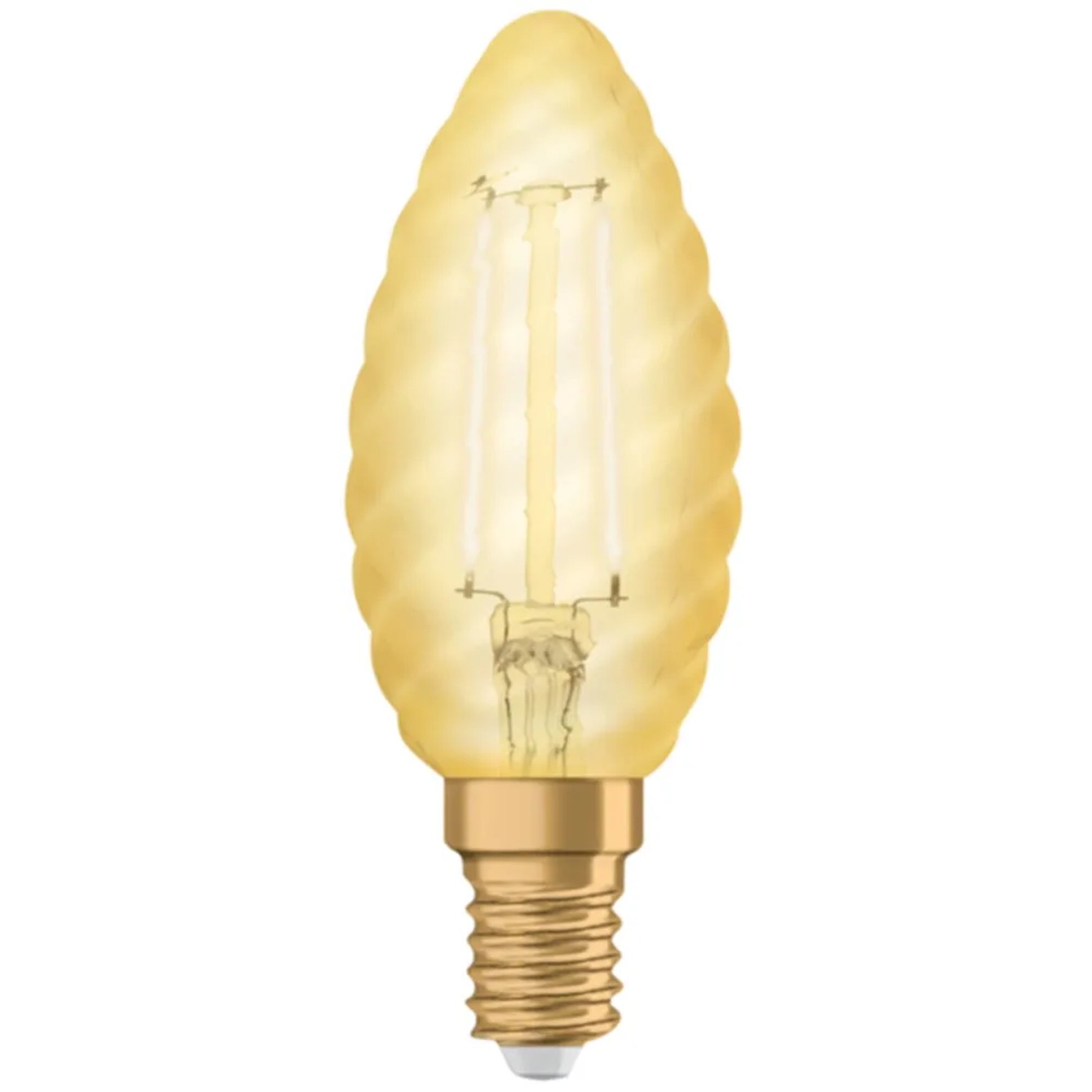 Osram LED-Leuchtmittel E14 Kerze, 2,5W, extra warmweiß, goldfarben.