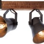 Schwarzer 2-flammiger Spotbalken Plow aus Stahl und Holz für den Innenbereich.