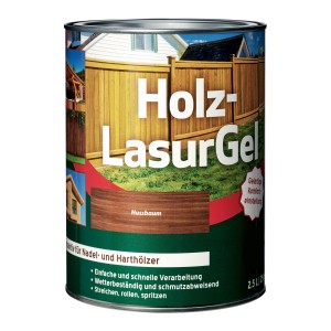 Holz-LasurGel Kiefer 2,5l für Zäune, Pergolen und Sichtschutzwände.