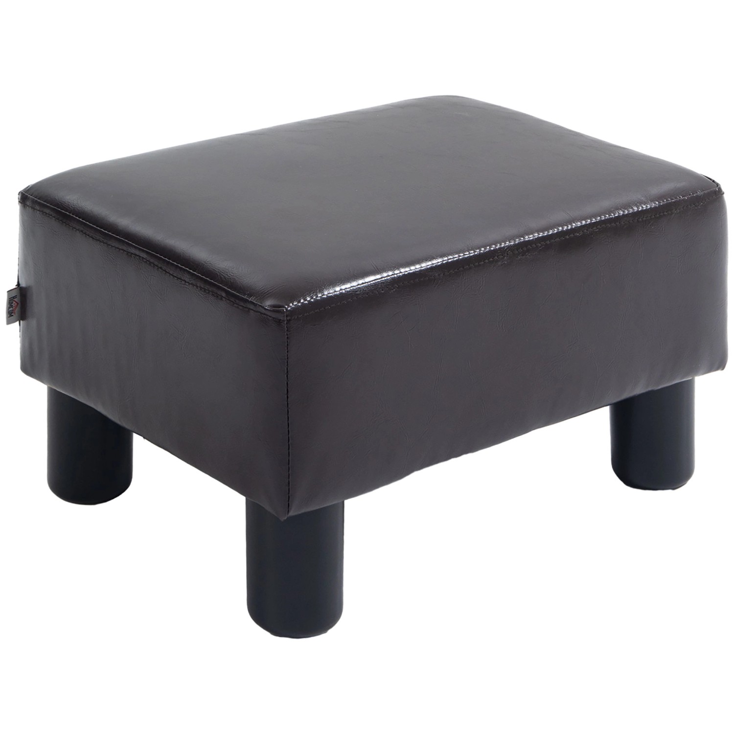 HOMCOM Fußhocker Rückenfreier Chesterfield aus Kunstleder Braun 40 x 30 x 24 cm