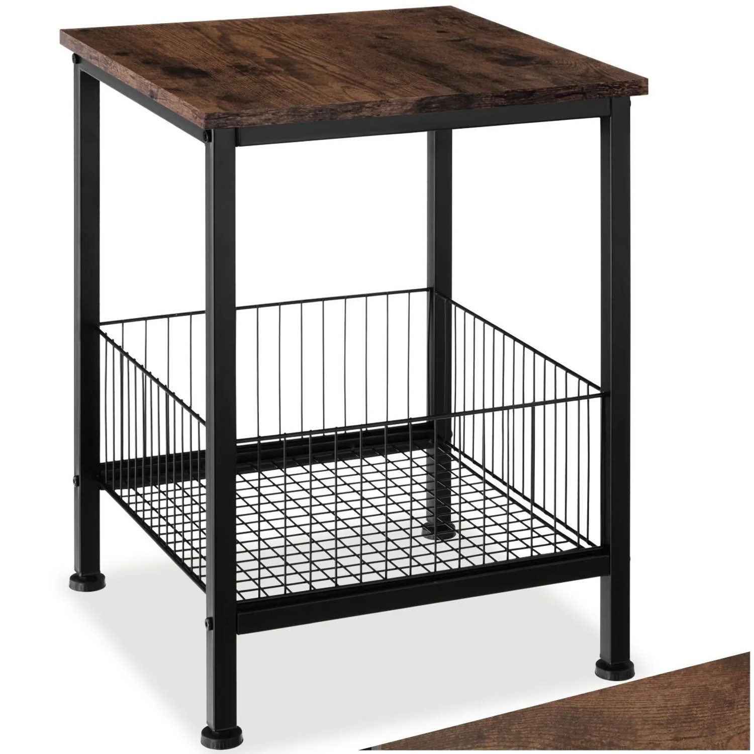 Tectake Beistelltisch Grimsby Industrial Style Holz und Stahl  40 x 40 x 55 50 cm Industrial Holz Dunkel  Rustikal