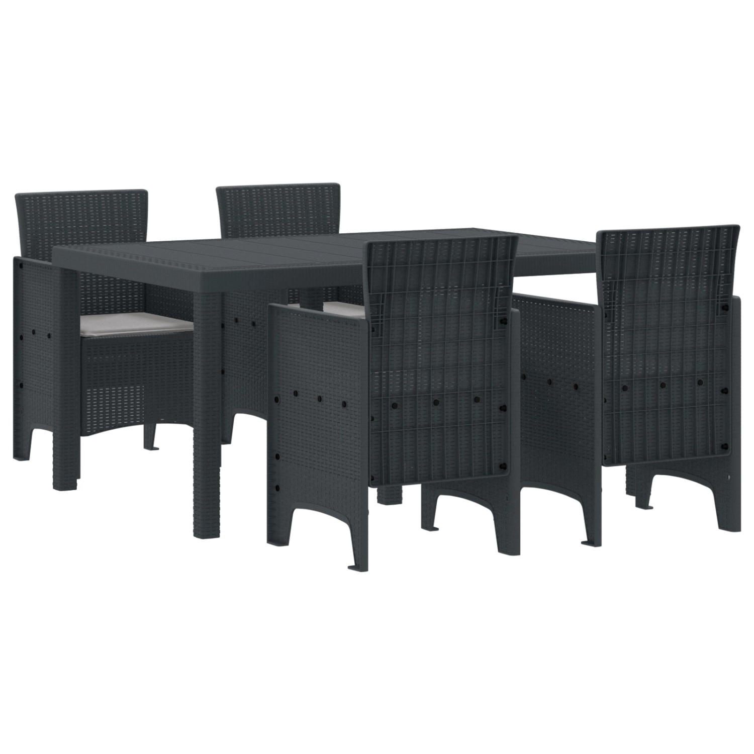 vidaXL 5-Teiliges Garten Essset mit Kissen Anthrazit Poly-Rattan 3378694 günstig online kaufen
