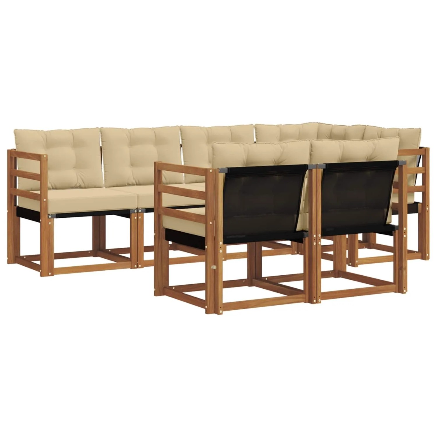 vidaXL Outdoor-Sofagarnitur mit Kissen 7-Tlg Natur und Beige 3368752