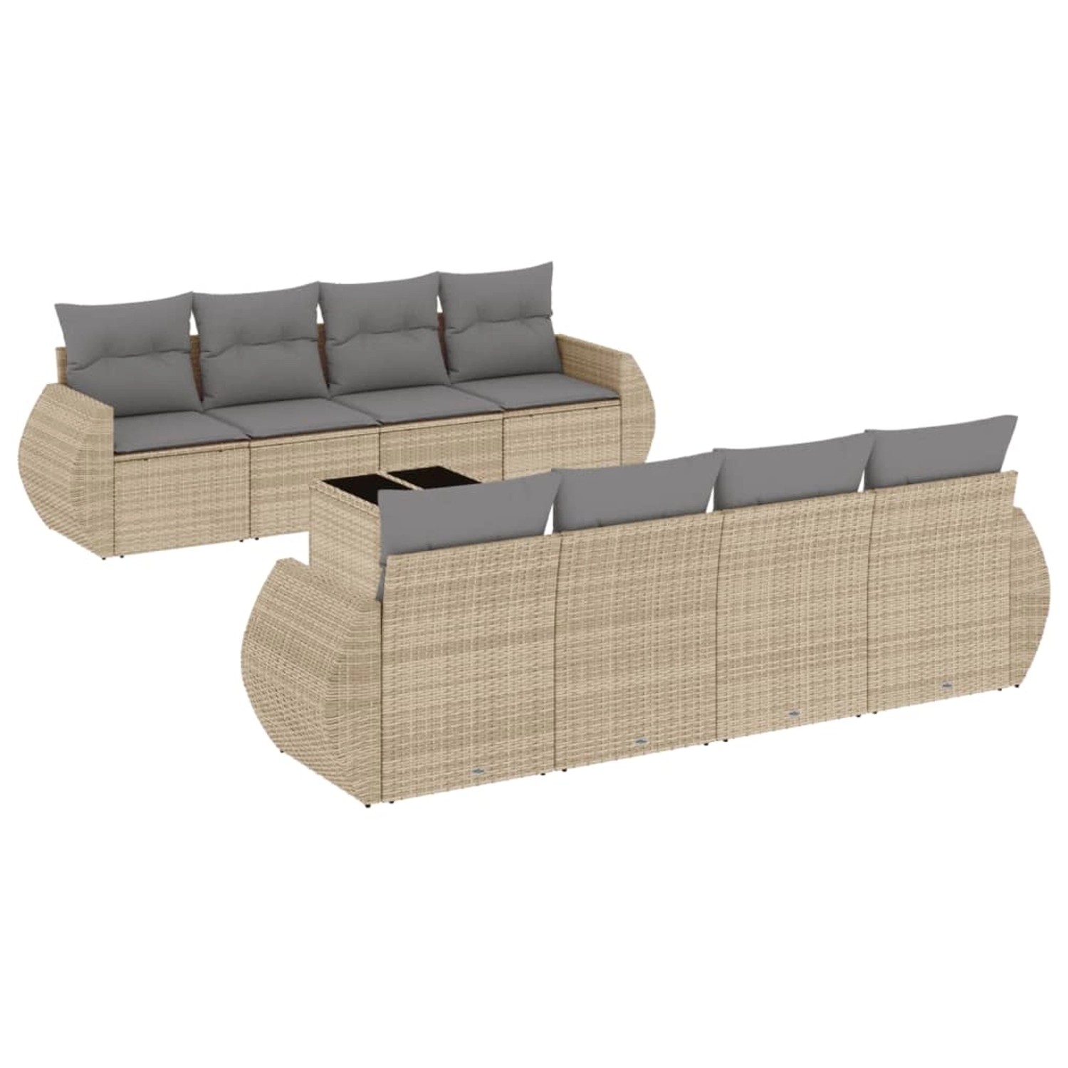 vidaXL 9-Tlg Garten-Sofagarnitur mit Kissen Beige Poly Rattan 3253486 günstig online kaufen