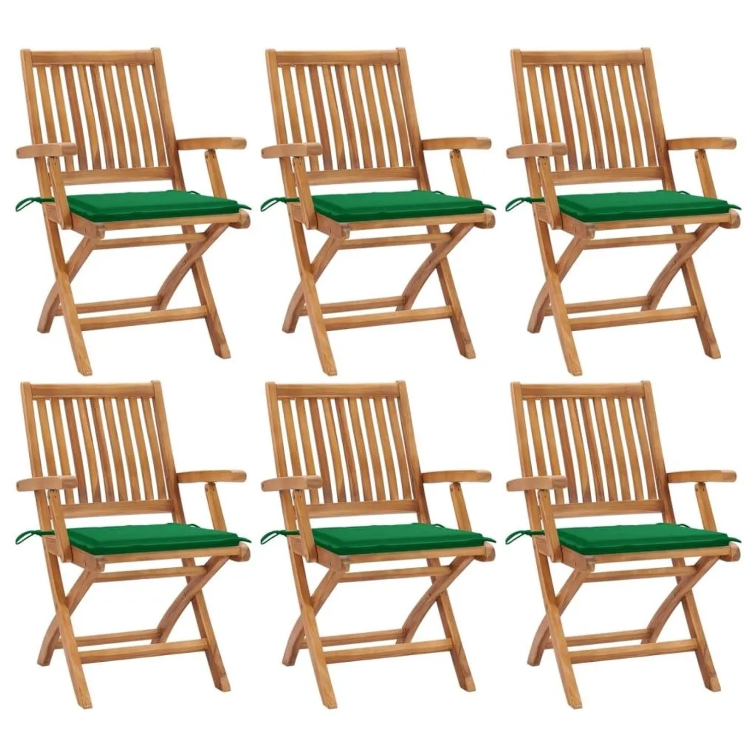 vidaXL Klappbare Gartenstühle mit Kissen 6 Stk Massivholz Teak 3072755