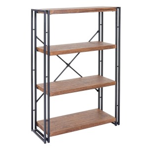 BERLINLODGE Bücherregal HxBxT 121x80x30cm Standregal Wohnregal 3D-Struktur 4 Ebenen Wildeiche-Optik