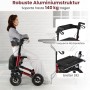 Costway Rollator mit Luftreifen, rot, faltbar und höhenverstellbar. Frau sitzt auf dem Rollator.