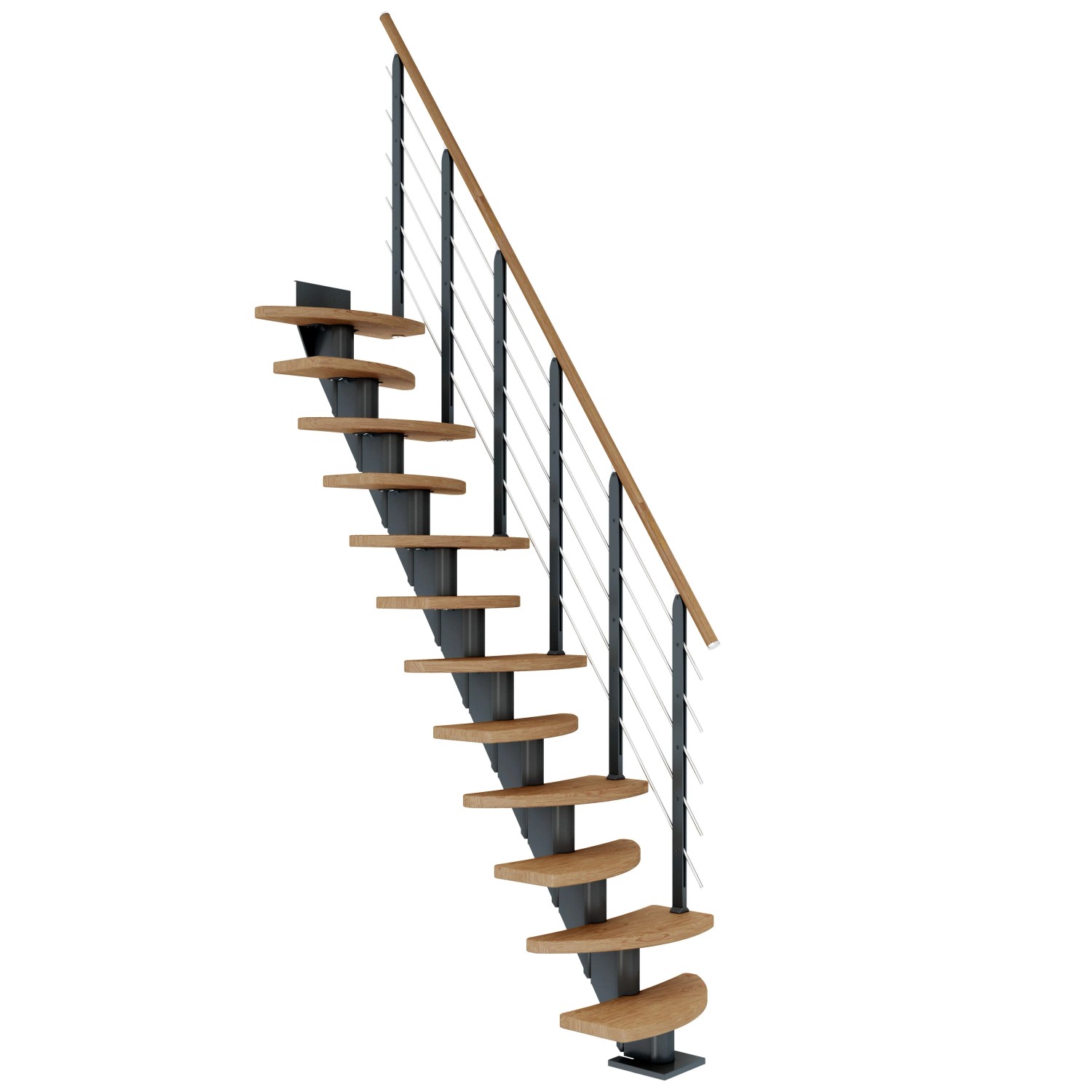 Dolle Mittelholmtreppe Berlin Eiche Anthrazit GH bis 292 cm Variabel 64 cm günstig online kaufen