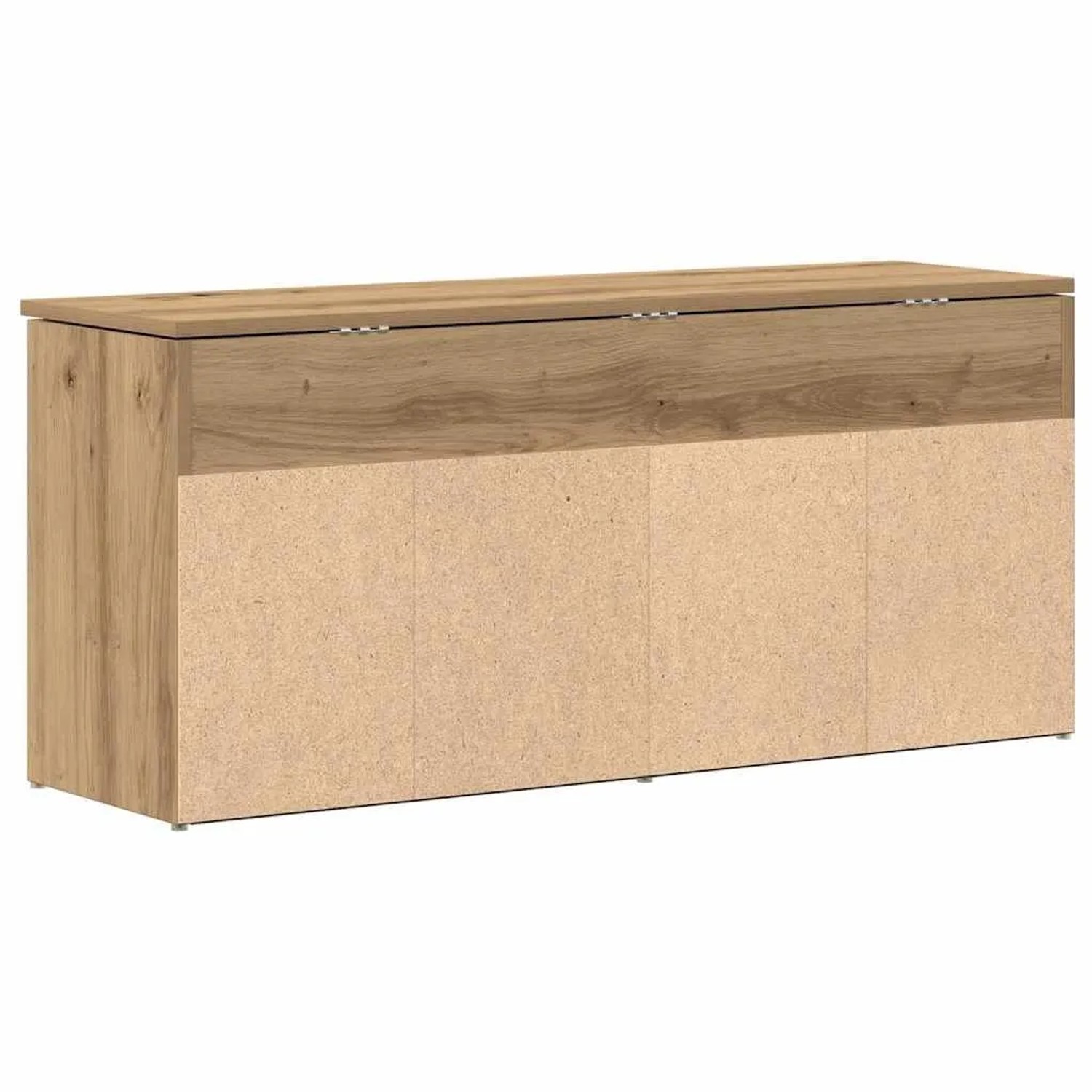 Schuhbank Artisan-Eiche aus Holzwerkstoff mit aufklappbarer Platte, Stauraum für Schuhe, 102 cm breit.