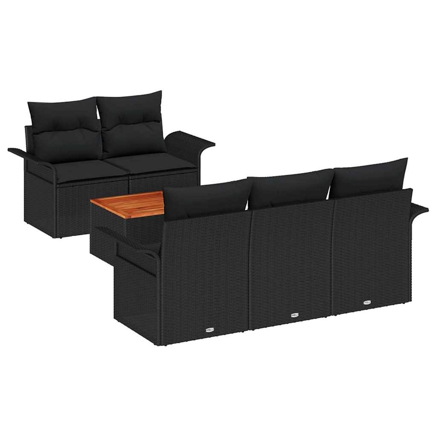 vidaXL Garten-Sofa-Set 6-Tlg Schwarz Poly Rattan 3347268 günstig online kaufen