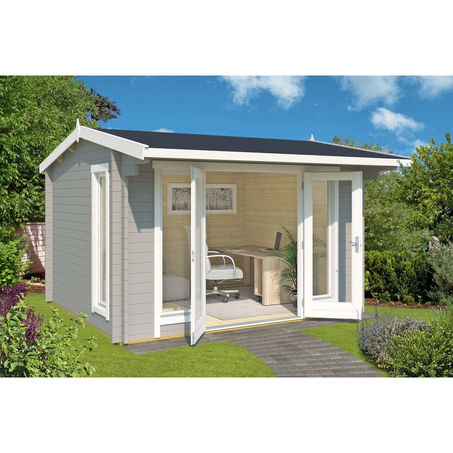 Lasita Gartenhaus Jubilee 44 Lichtgrau 350 cm x 300 cm