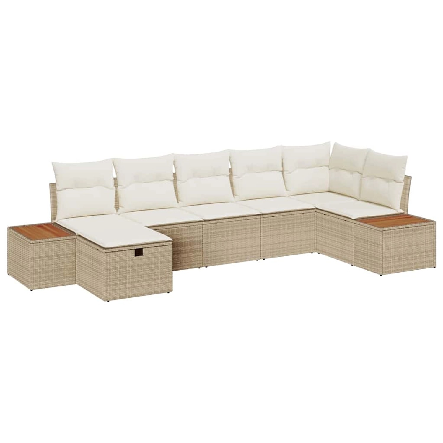 vidaXL Garten-Sofa-Set mit Kissen 7-Tlg Beige Poly Rattan 3359643 günstig online kaufen