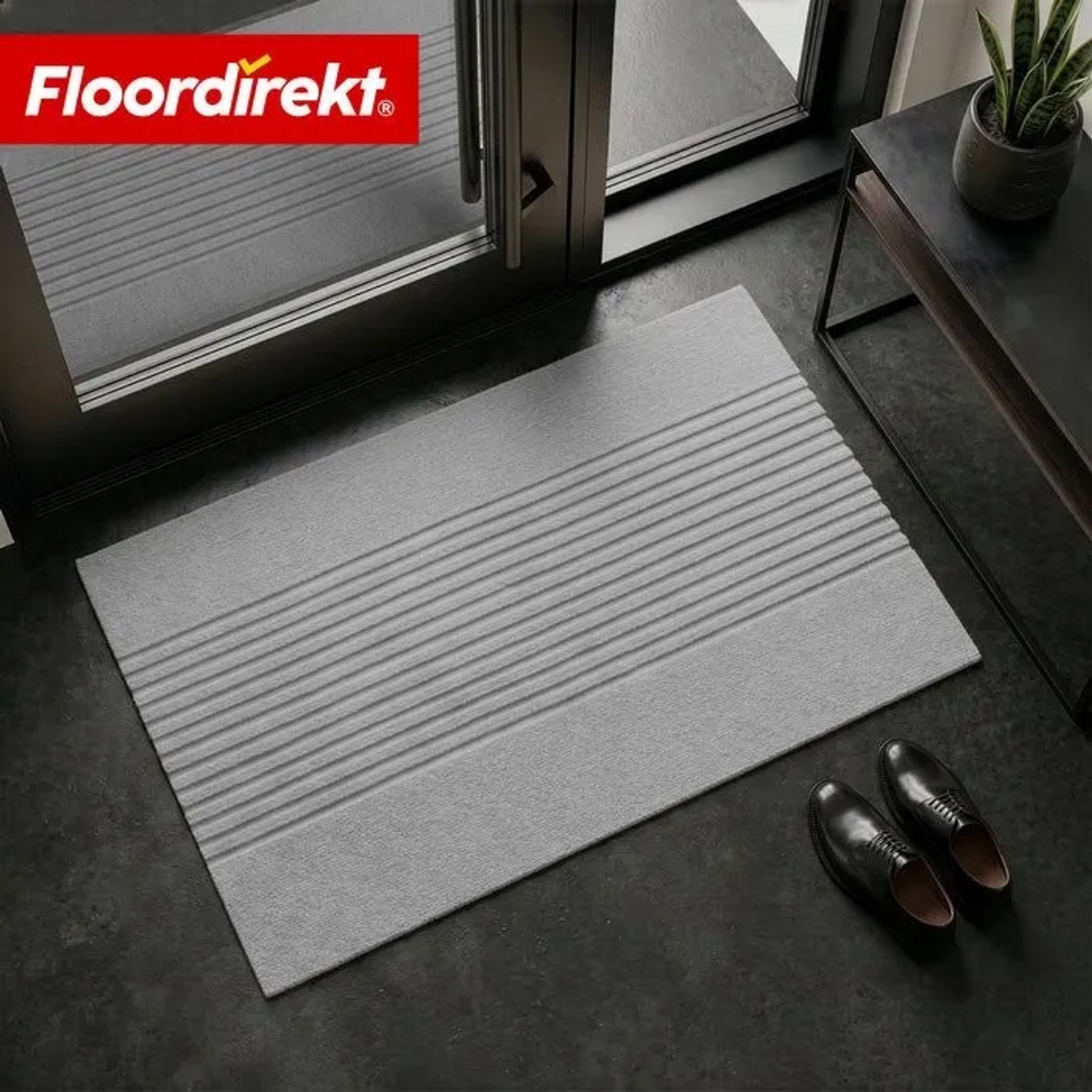 Floordirekt Schmutzfangmatte CIRCA Waschbar Rutschfest TPE-Rücken Grau Streifen 60 x 90 cm_9
