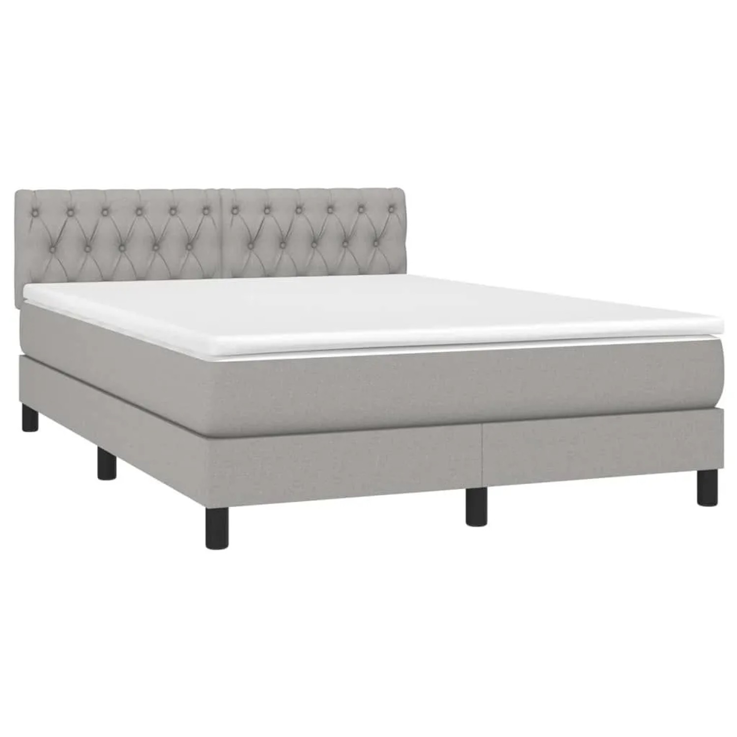 vidaXL Boxspringbett mit Matratze & LED Hellgrau 140x200 cm Stoff 3133397 günstig online kaufen