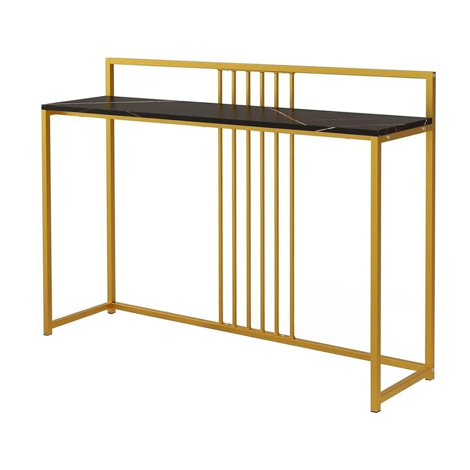 Costway Konsolentisch Beistelltisch Gold Schwarz 120 x 32,5 x 88 cm
