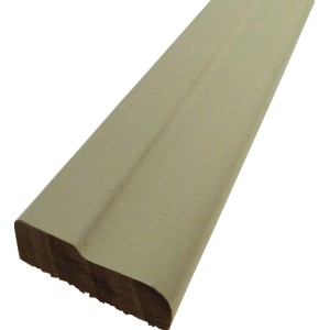 Weiß lackierte Sockelleiste, 23x7x2400 mm, für harmonischen Bodenabschluss.