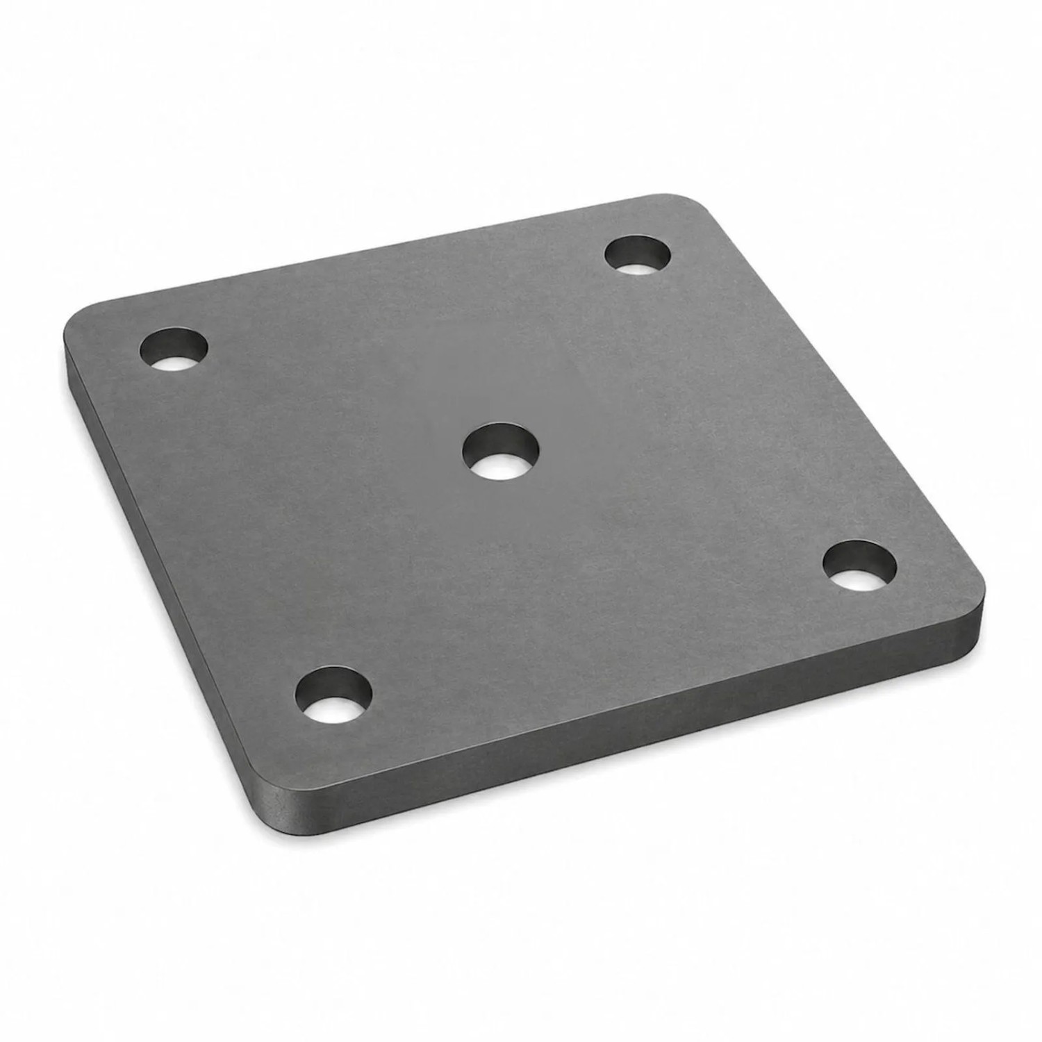 SOTECH Anschweißplatte 125 x 125 x 6 mm Stahl Q235 Schwarz Unbehandelt 5 Befestigungslöcher Ø11 mm Lochabstand Außen ca. 98 mm Abgerundete Ecken