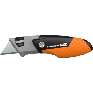 Fiskars Klappmesser Pro kompakt, Universalmesser mit CarbonMax Klinge, orange-schwarz.