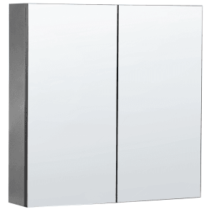 Beliani Bad-Spiegelschrank NAVARRA Schwarz Silber 14x60x60