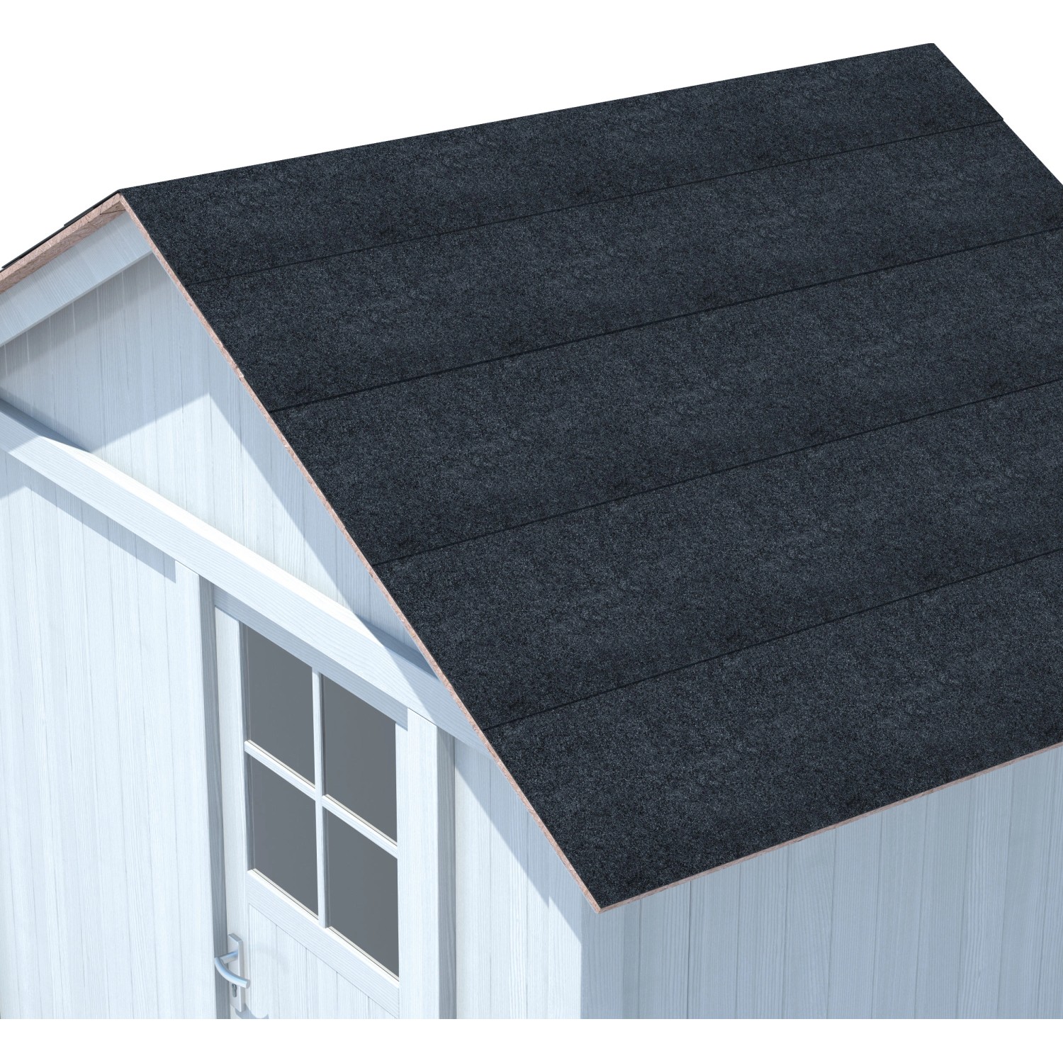 Gartenhaus mit schwarzer, selbstklebender Bitumen-Dachbahn (2,5 m²).