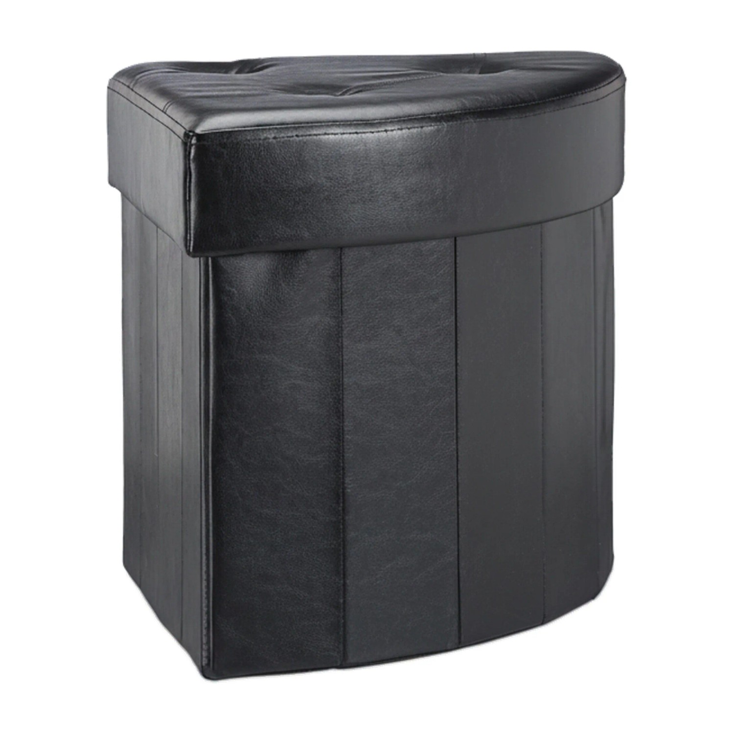 Relaxdays Hocker Kunstleder Schwarz mit Stauraum Faltbar 38 cm x 38 cm x 38 cm 2,6 kg