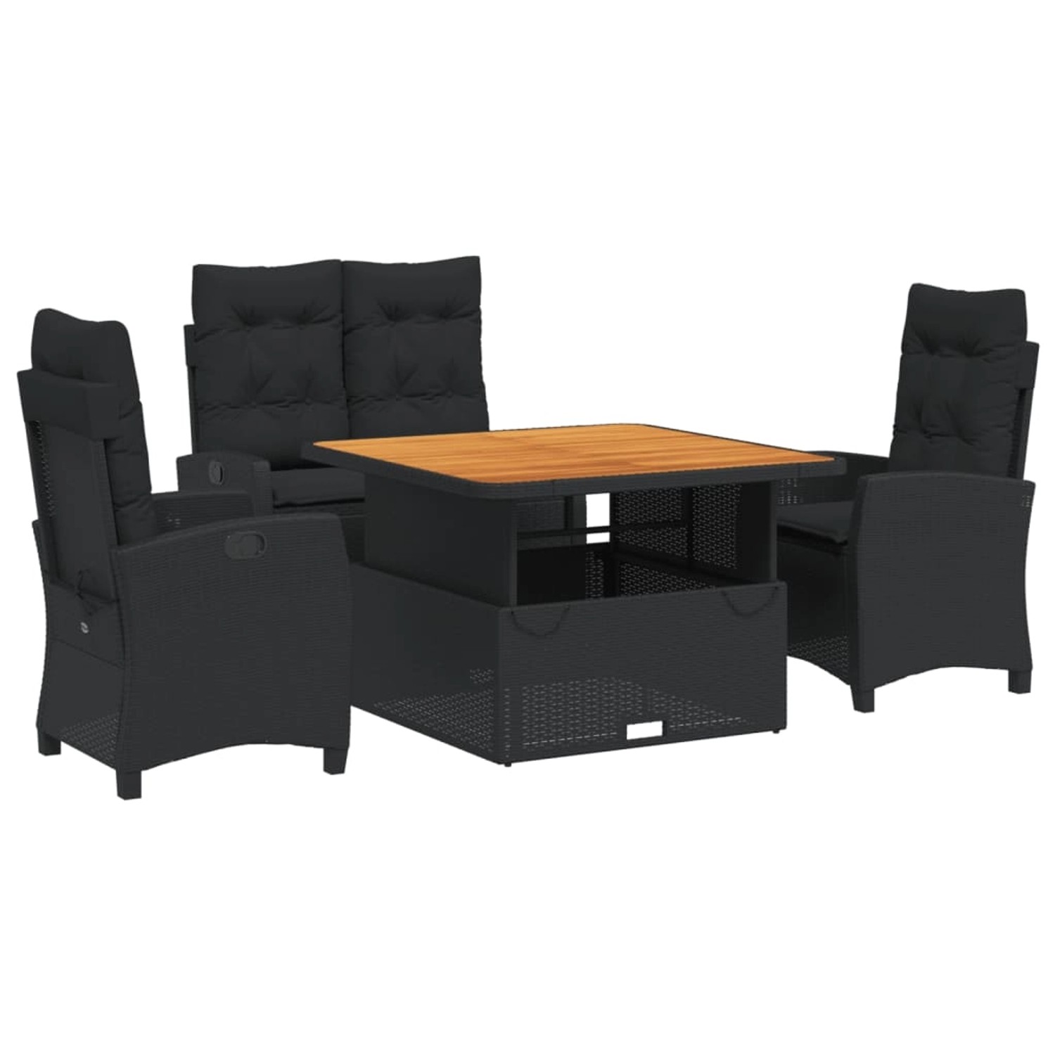 vidaXL 4-Tlg Garten-Essgruppe mit Kissen Schwarz Poly Rattan 3277392 günstig online kaufen