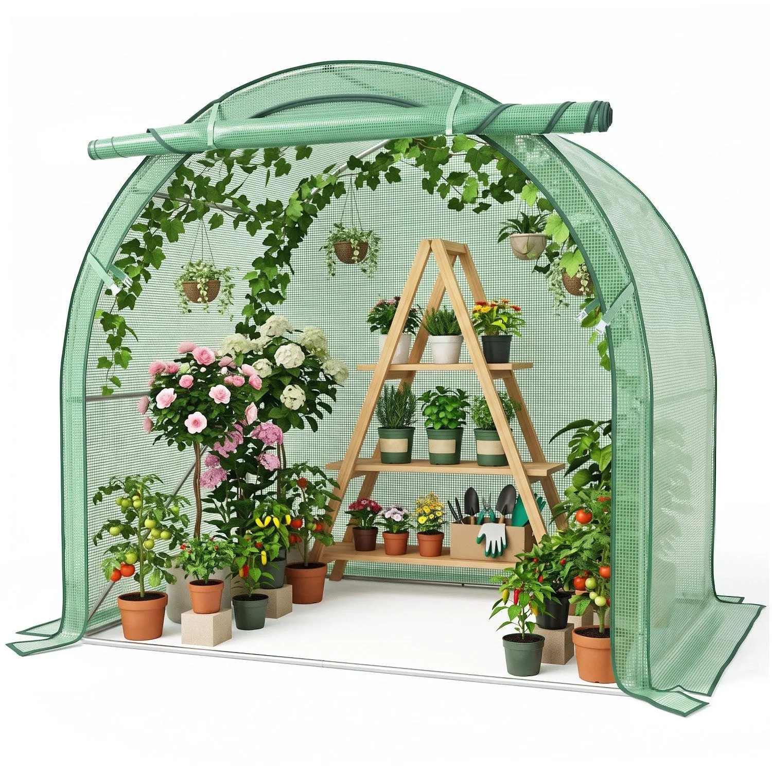 Sekey Foliengewächshaus Gewächshaus Tomatenhaus Folientunnel 200x100x180cm Treibhaus für Balkon Terrasse Garten mit PE Gitterfolie