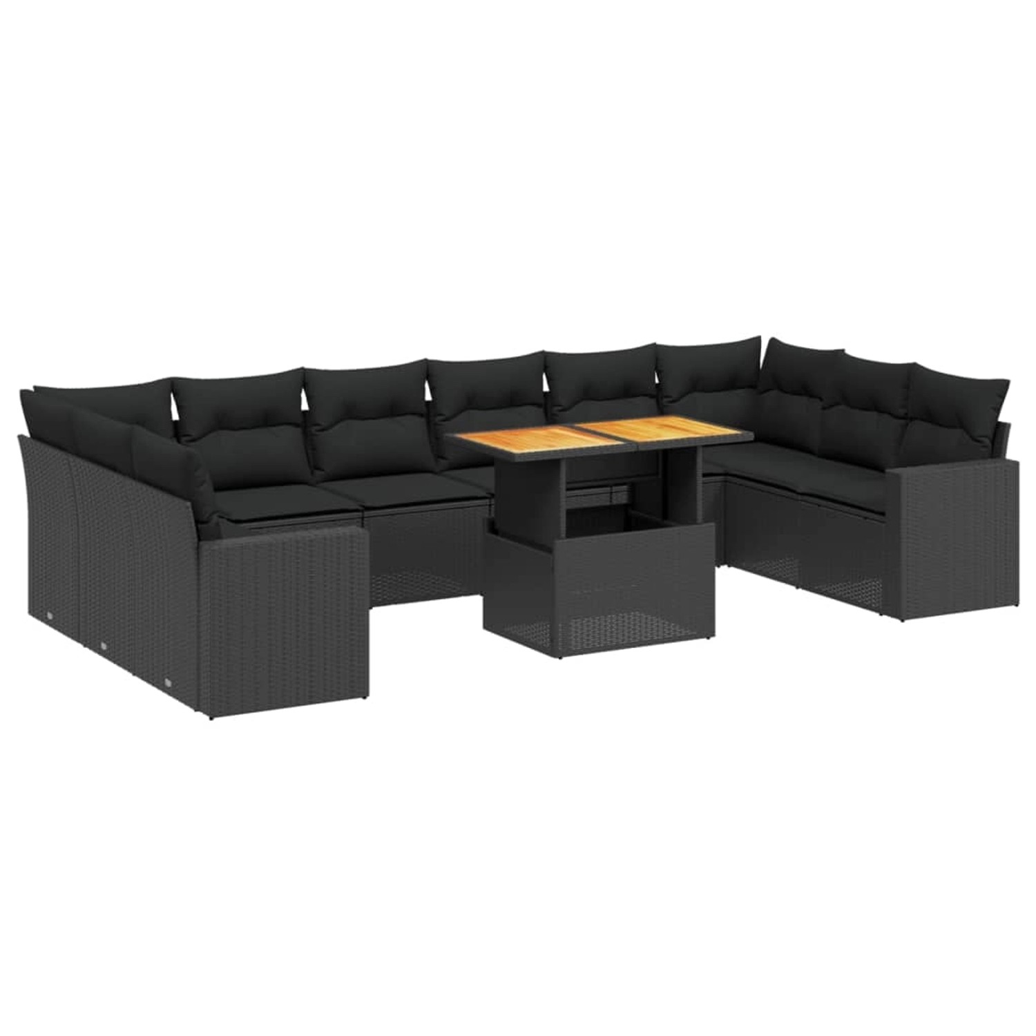 vidaXL 11-Tlg Garten-Sofagarnitur mit Kissen Schwarz Poly Rattan 3271482 günstig online kaufen