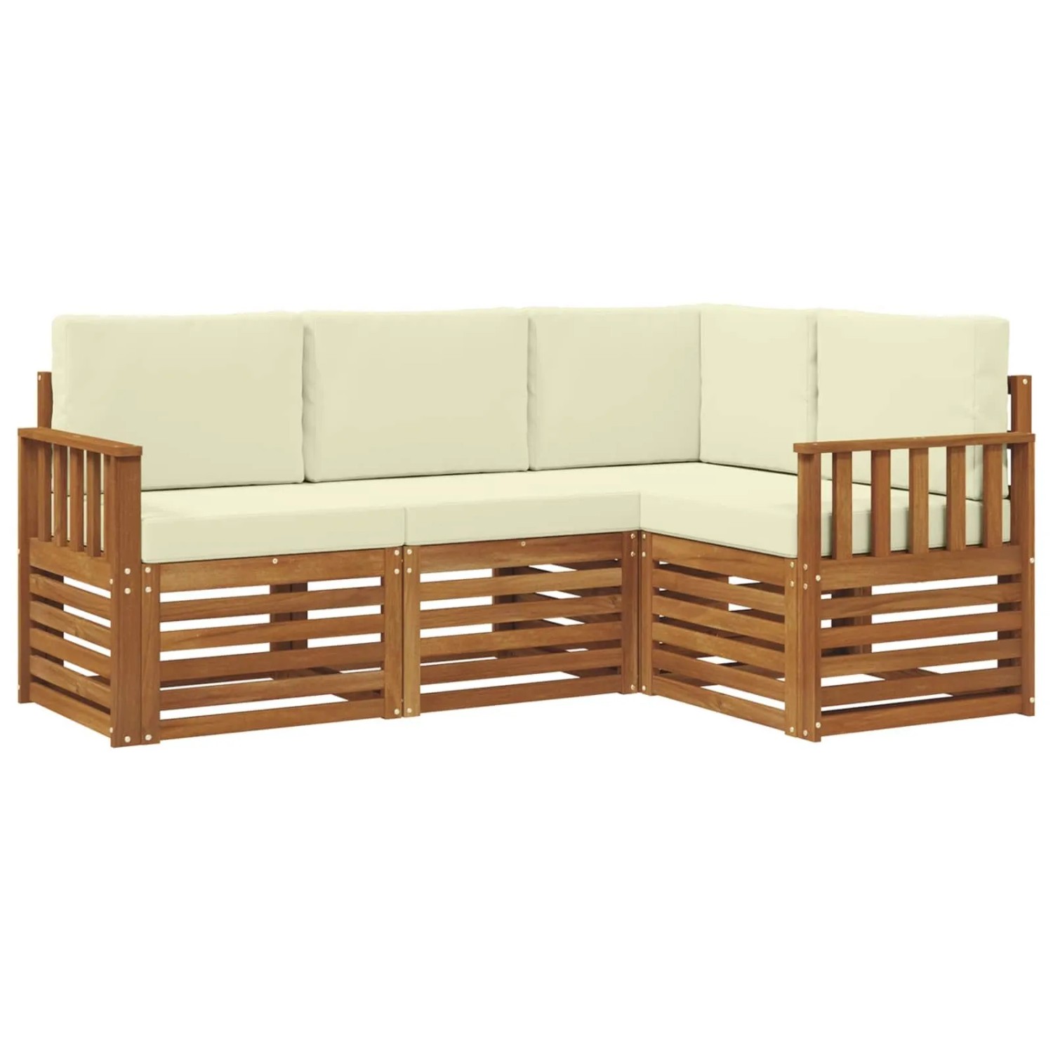 vidaXL Sofagarnituren 4 Tlg Natur und Creme Massivholz Akazie 3374720
