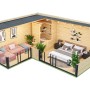 Lasita Gartenhaus Domeo 11, Carbongrau, 600x500 cm, mit Wohn- und Schlafbereich. Holz-Gartenhaus mit Flachdach.