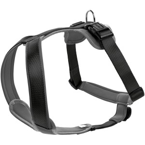 Hunter Hundegeschirr Neopren, Gr. S, schwarz-grau. Gepolstertes Y-Geschirr für Hunde.
